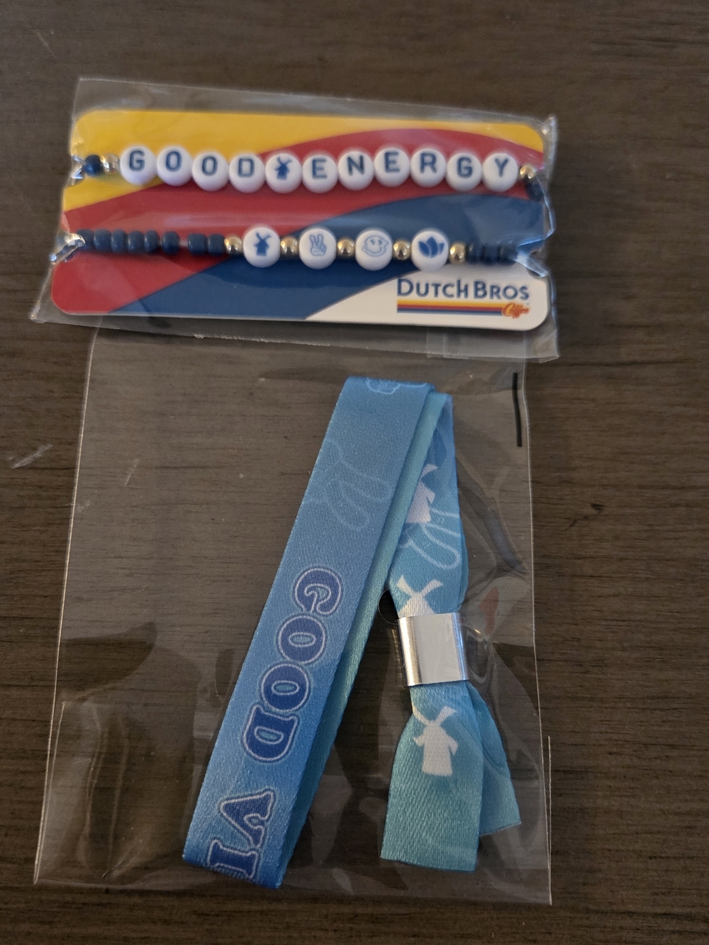 Dutch Bros April 2026 festival bracelet drop w/Good Energy bracelet